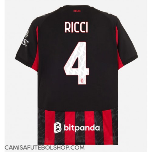 Camisa de time de futebol AC Milan Samuele Ricci #4 Replicas 1º Equipamento 2025-26 Manga Curta